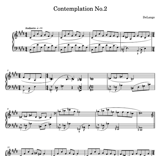 Piano sheet music download pdf Contemplation No. 2 by DeLange