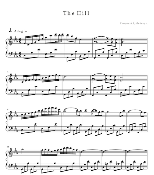 Piano sheet music download pdf The Hill by DeLange