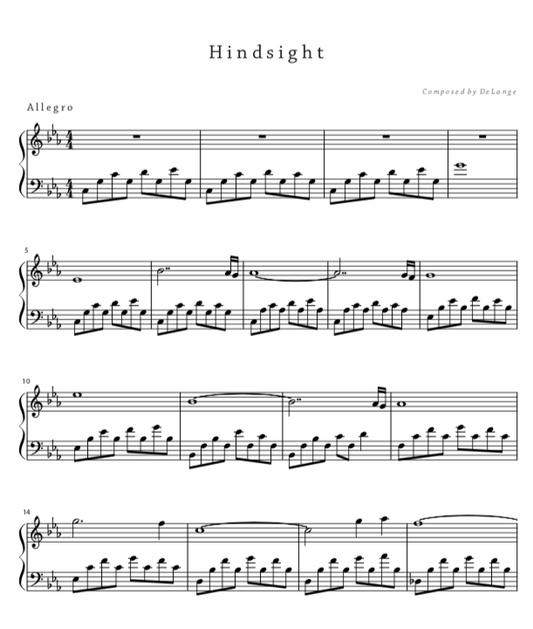 Piano sheet music download pdf Hindsight by DeLange