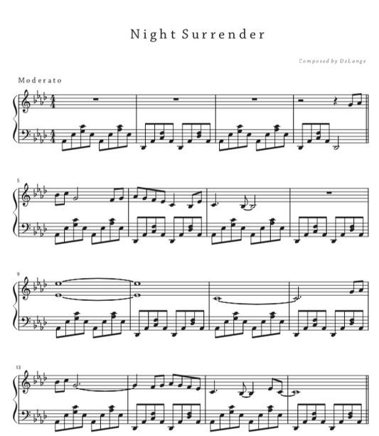 Piano sheet music download pdf Night Surrender by DeLange