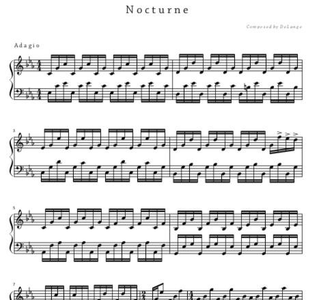 Piano sheet music download pdf Nocturne by DeLange