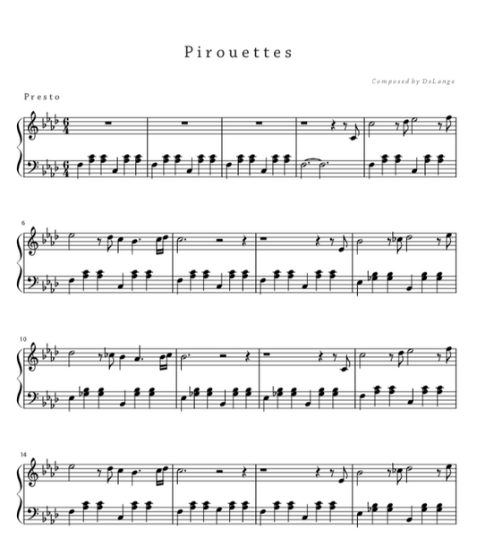 Piano sheet music download pdf Pirouettes by DeLange