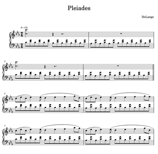 Piano sheet music download pdf Pleiades by DeLange