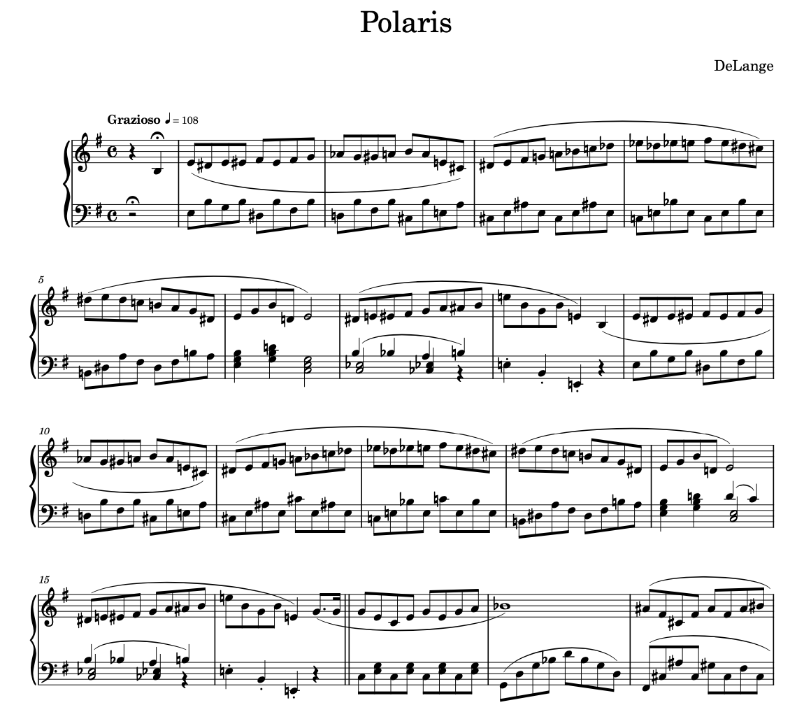 Piano sheet music download pdf Polaris by DeLange